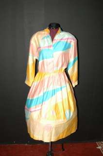 VTG 80s colorfull swing BRIGHT party summer dress M L  