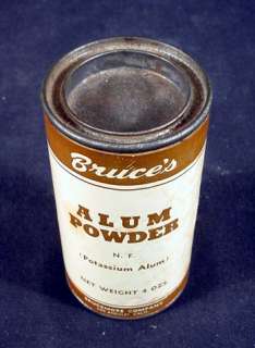 BRUCE’S ALUM POWDER TIN BRUCEMORE CO AD DISPLAY COTTAGE  