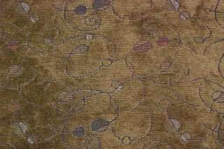   Brown Red Black Chenille Abstract Drapery Upholstery Fabric  