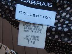   Cabrais 3 Piece Pant Slacks Set Black Tan Abstract Sz M Rayon E8