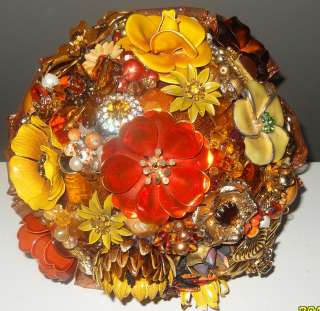 FALL Autumn Bridal Brooch jewelry Bouquet Vintage Wedding Flower 