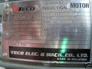 TECO 3~ 4 Pole AC Induction Motor 7.5HP 575V 7.6A NR  