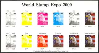WORLD STAMP EXPO 2000 SCARCE TESTING EAGLE PANE  