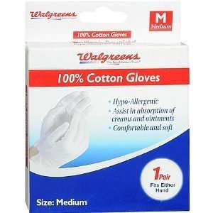   100% Cotton Gloves, Medium, 1 pr Health 
