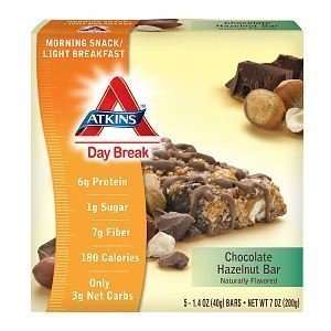  Atkins Day Break Bar Chocolate Hazelnut 5 bars Health 