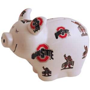 OSU Ohio State Buckeyes Ceramic Piggy Coin Change Bank  