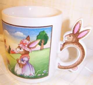 Easter Bunny Mama 12oz Ceramic Coffee Mug Rabbit Handle  