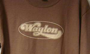 Waylon Jennings w/flying W on Back Brown T Shirt Small  