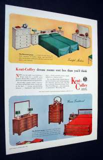 1952 KENT COFFEY BEDROOM FURNITURE 18 CENTURY print ad  