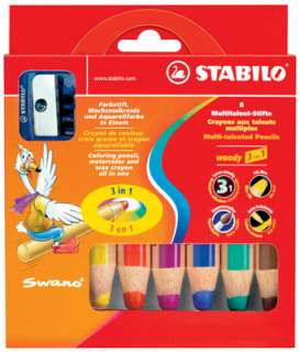 STABILO WOODY 3 IN 1 PENCIL SET Color Watercolor Crayon  