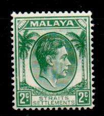MALAYA STRAITS SETTLEMENTS SG279 1937 2c GREEN DIE I MTD MINT  