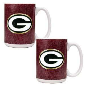  Green Bay Packers 2pc Gameball Coffee Mug Set Kitchen 