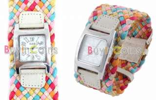 Fashion Lady Girls Candy Braided Rope Wrap Wrist Watch  