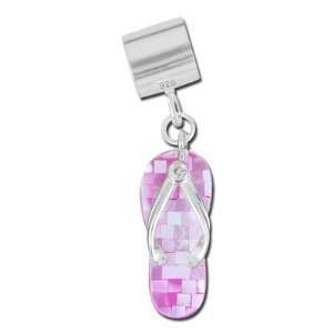  24mm Purple Mother of Pearl Flip Flop Charm   Sterling 