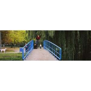  Woman Riding a Bicycle on a Footbridge, Vondelpark 