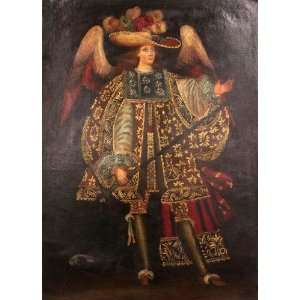  Arch Angel Gabriel San St Cuzco Oil Painting 19x27 Peru 