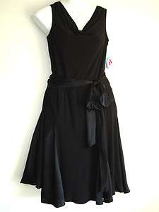 Adrianna Papell Black Polyester/Silk Sleeveless Draped Neck Dress Sz 8 