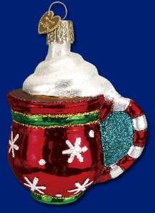   WORLD CHRISTMAS GLASS RED MUG OF HOT CHOCOLATE ORNAMENT 32119  