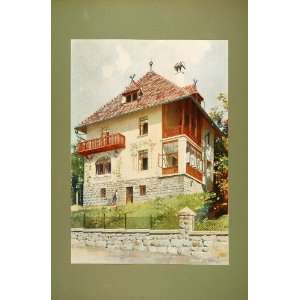  Villa Hadersdorf Austria R Volkel   Original Chromolithograph