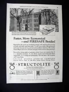   Structolite Cement Madonna High School Aurora IL 1927 print Ad  