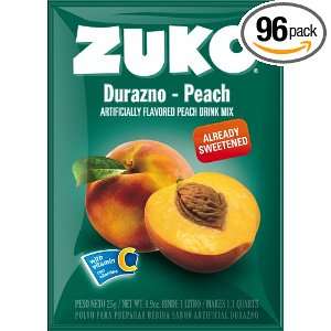Zuko Instant Drink  Peach, 0.9 Ounce (Pack of 96)  Grocery 