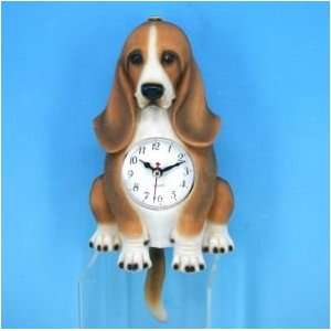   Hound Dog Pendulum Wall Clock Tail Wags 