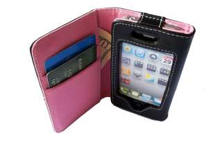 PINK iPhone4 PU Leather Wallet Case 833825000166  