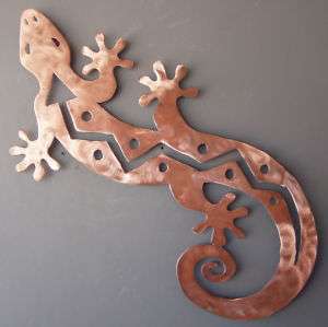 Extra Large Gecko Lizard Metal Wall Art Copper Finish  