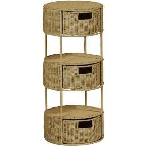  Wicker 3 drawer Storage Tower, 3 DRAWER, HONEY