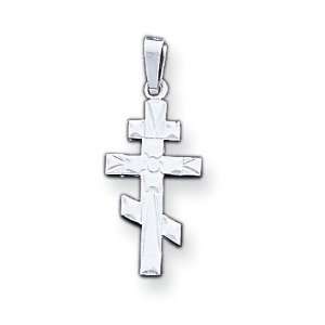  14k White Gold Eastern Orthodox Cross Charm Jewelry