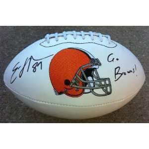 EVAN MOORE SIGNED AUTOGRAPHED CLEVELAND BROWNS LOGO FOOTBALL W 