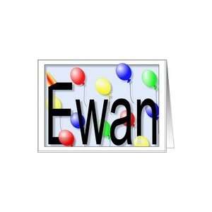  Ewans Birthday Invitation, Party Balloons Card Toys 