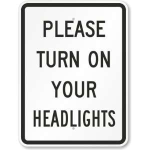  Please Turn On Your Headlights Reflect Adhesive Sign, 10 