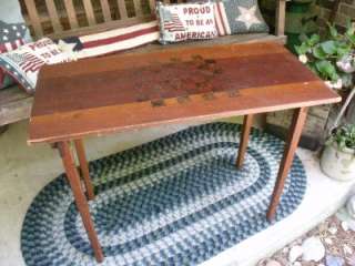 Primitive Antique Wood Folding Table Checkerboard Paint  