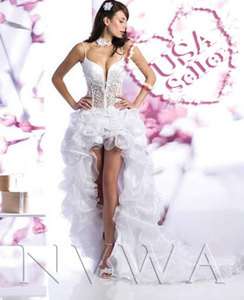 NVWA W12 White Hot Spaghetti Organza Satin Lace Bridal Gown Wedding 