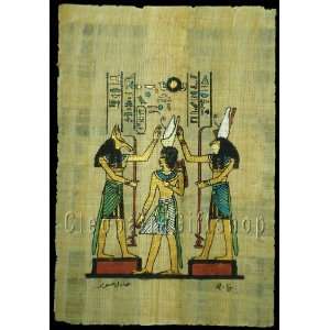   God Horus And God Anubis Crowning King Ramses Papyrus