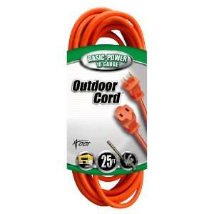 Coleman Cable 02207 16/2 Vinyl Outdoor Extension Cord, Orange, 25 Feet