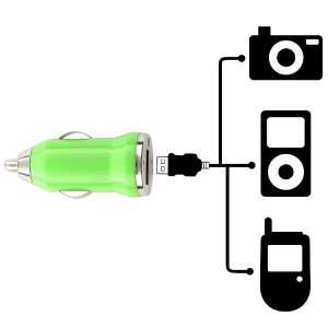  Universal USB Mini Car Charger Adapter, Green  Players 