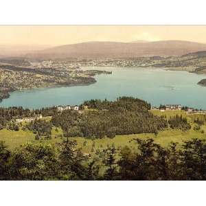com Vintage Travel Poster   Burgenstock view of Lucerne Lake Lucerne 