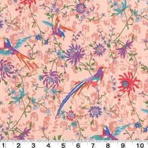  45 Wide Mei Fong Beautiful Bird Parrot Pink Fabric By 