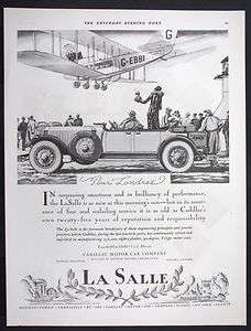   LA SALLE Motor Car magazine Ad Bi plane Airliner Airplane w710  