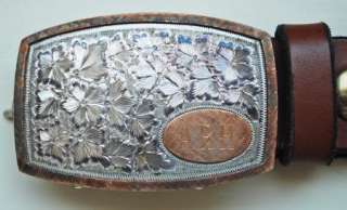 Sterling Silver Vogt Belt Buckle~10K Gold~Hand Engraved  