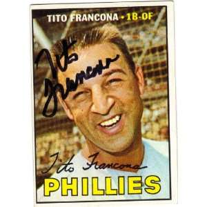 Tito Francona Philadelphia Phillies #443 1967 Topps Autographed 