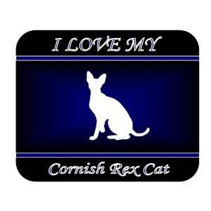  I Love My Cornish Rex Cat Mouse Pad   Blue Design 