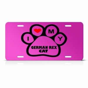 German Rex Cats Pink Novelty Animal Metal License Plate Wall Sign Tag