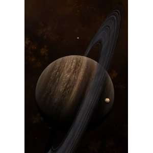  Artists concept of a ringed gas giant and its moons. by 