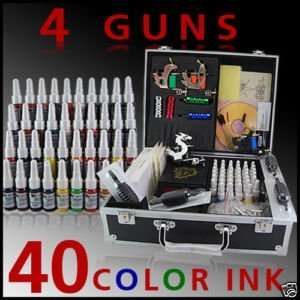  Tattoo Kit Machine 4 Guns 40 Inks Power Supply Everything 