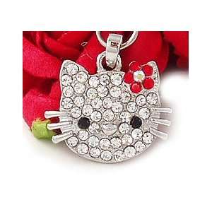  Red Flower Kitty Cat Cell Phone Charm strap c733 