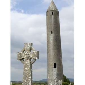  Round Tower and Celtic Style Cross, Near Gort, County Galway 