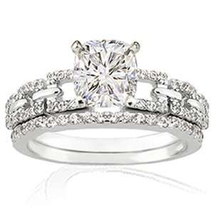  1.35 Ct Cushion Cut Diamond Engagement Wedding Rings Pave 